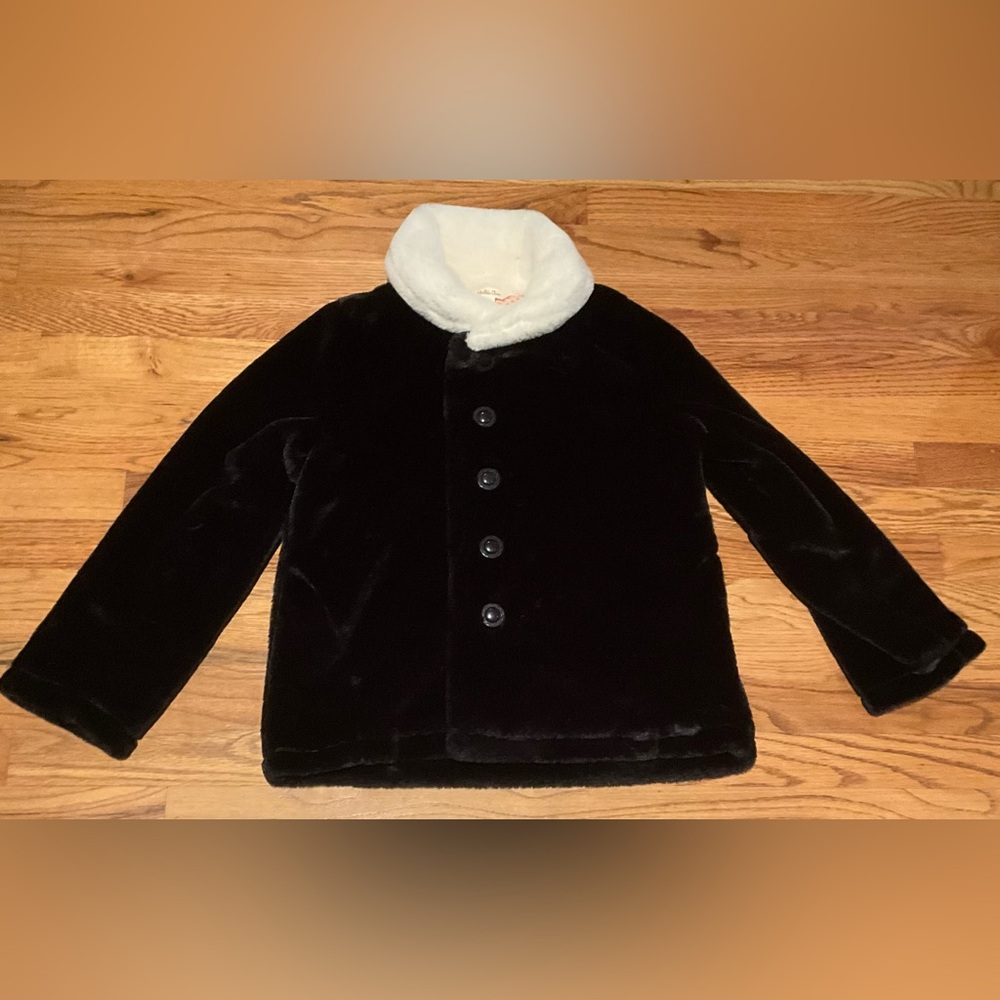 Matilda Jane Black Fluffy Jacket with Buttons and Zipper Girls Size 14 Like New!